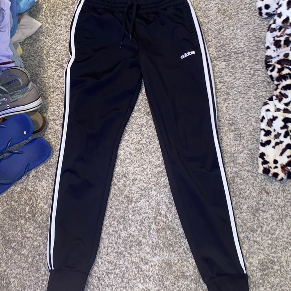 adidas black and white stripe joggers